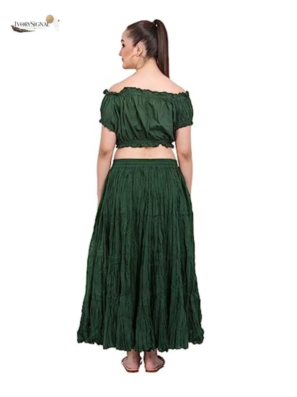 Wevez 25 Yard Cotton Maxi Skirt Tiered Flowy Belly Dance Festival Skirt - Picture 3 of 6